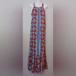 Crown & Ivy Red and Blue Maxi Dress